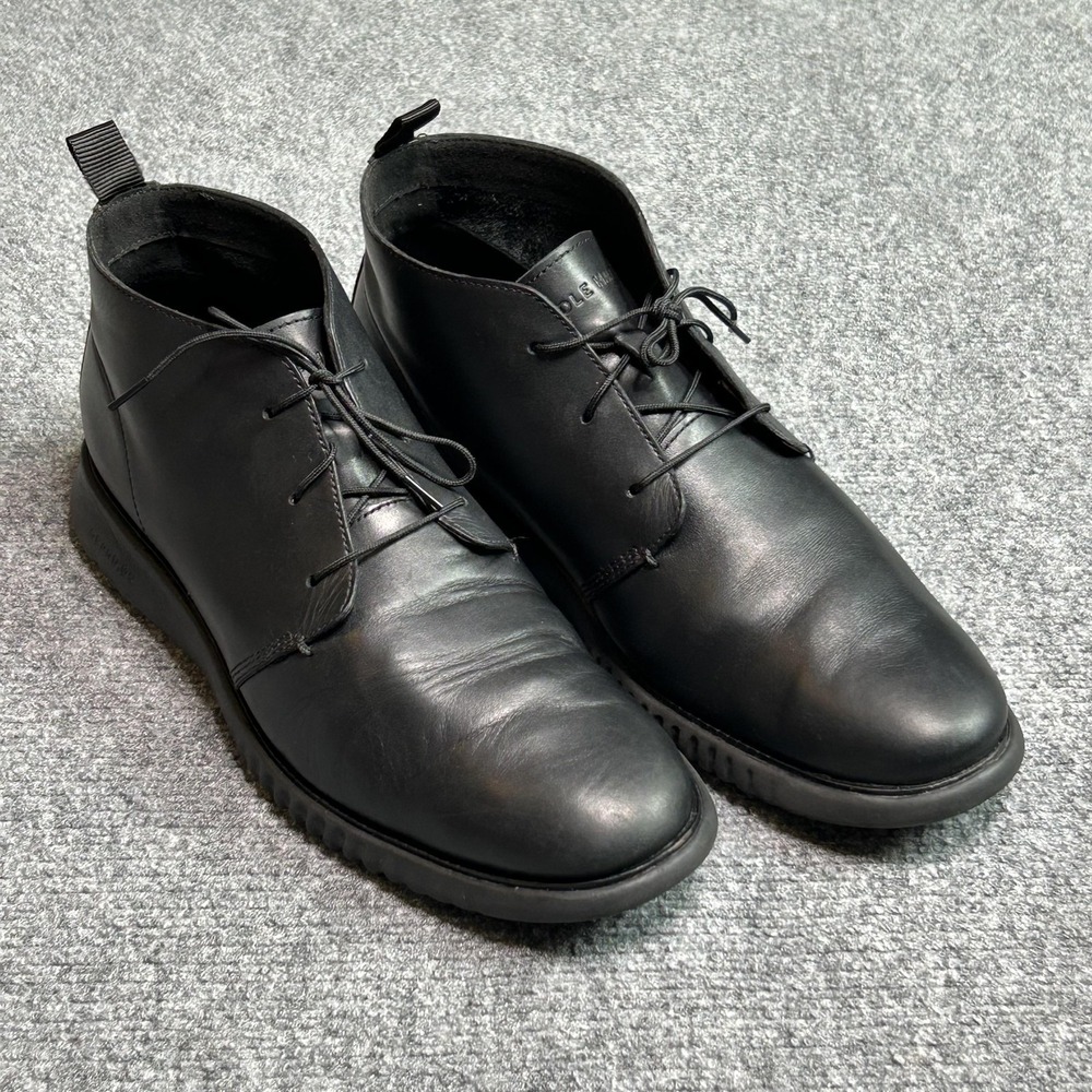 Cole‎ Haan Zerogrand Chukka Boots Mens Size 9.5M Black Leather Lace Up Casual